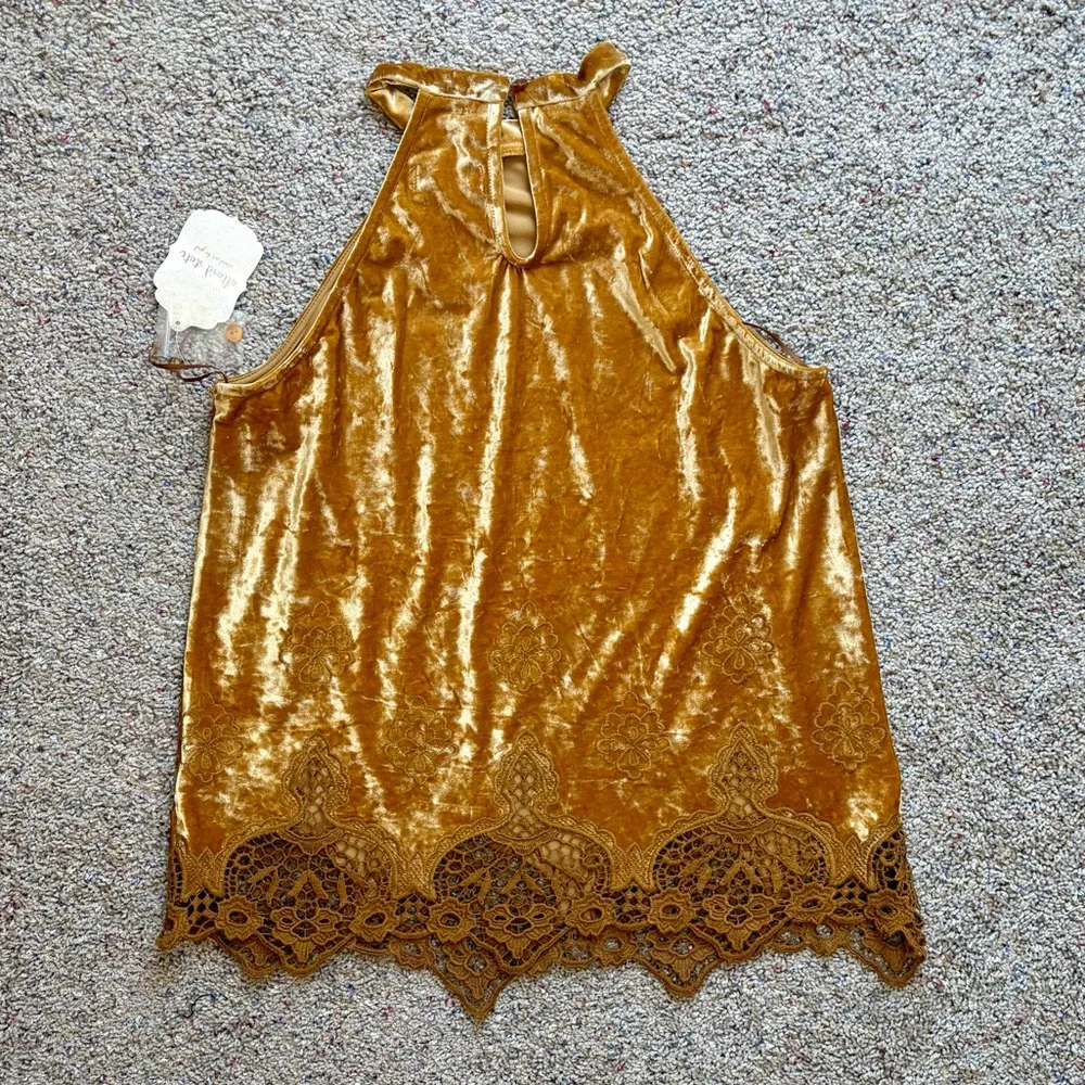 Altar’d State Velvet Goldenrod Halter Top Size Medium NWT - Picture 8 of 15